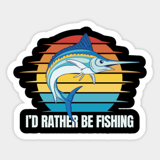 Vintage swordfish and the quote "I'd rather be fishing". Sticker